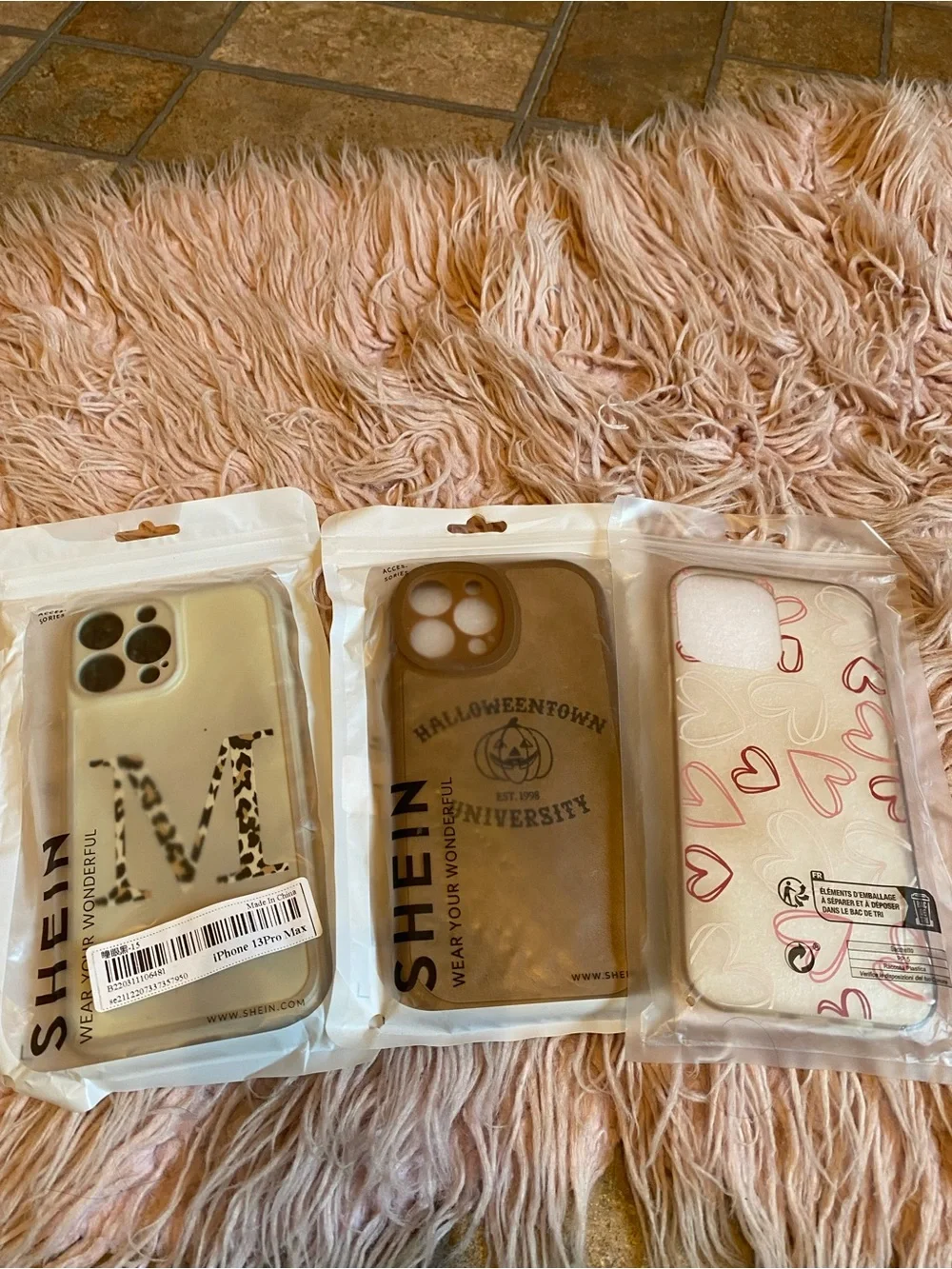 3 SHEIN Beige Leopard 'M' Pattern iPhone Case - Beige with Leopard Accent